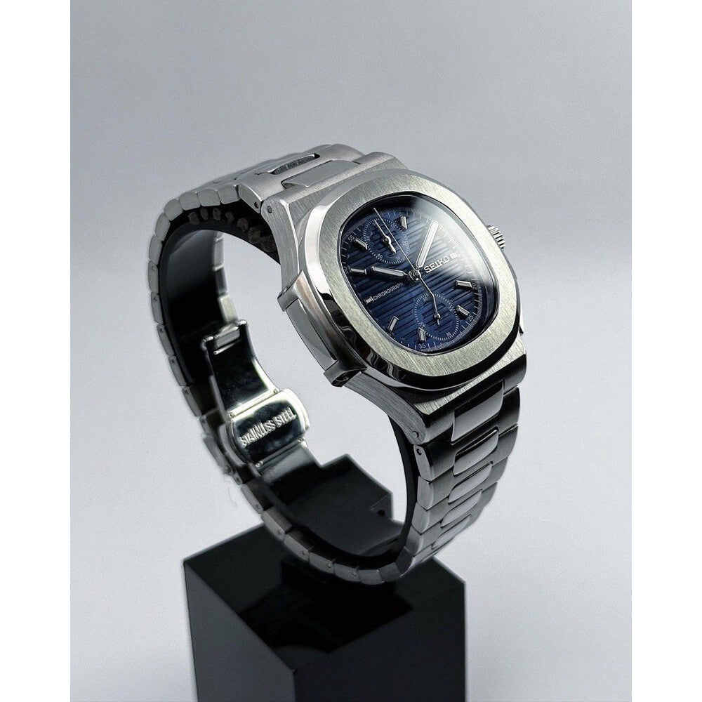 Seiko Nautilus Blue Chronograph Homage – VK64, 40mm | NH35 Mod