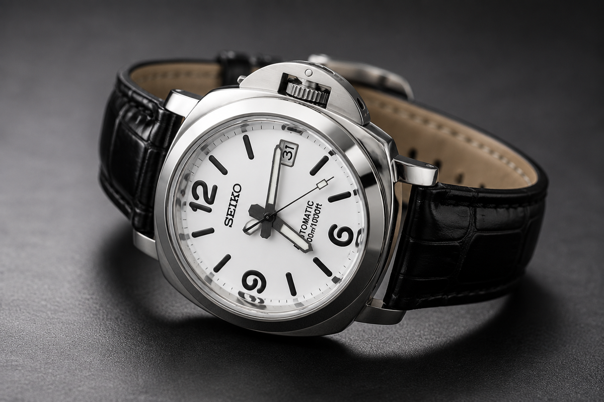 PanSeiko Mod ‘White Dial Leather Strap’ 42