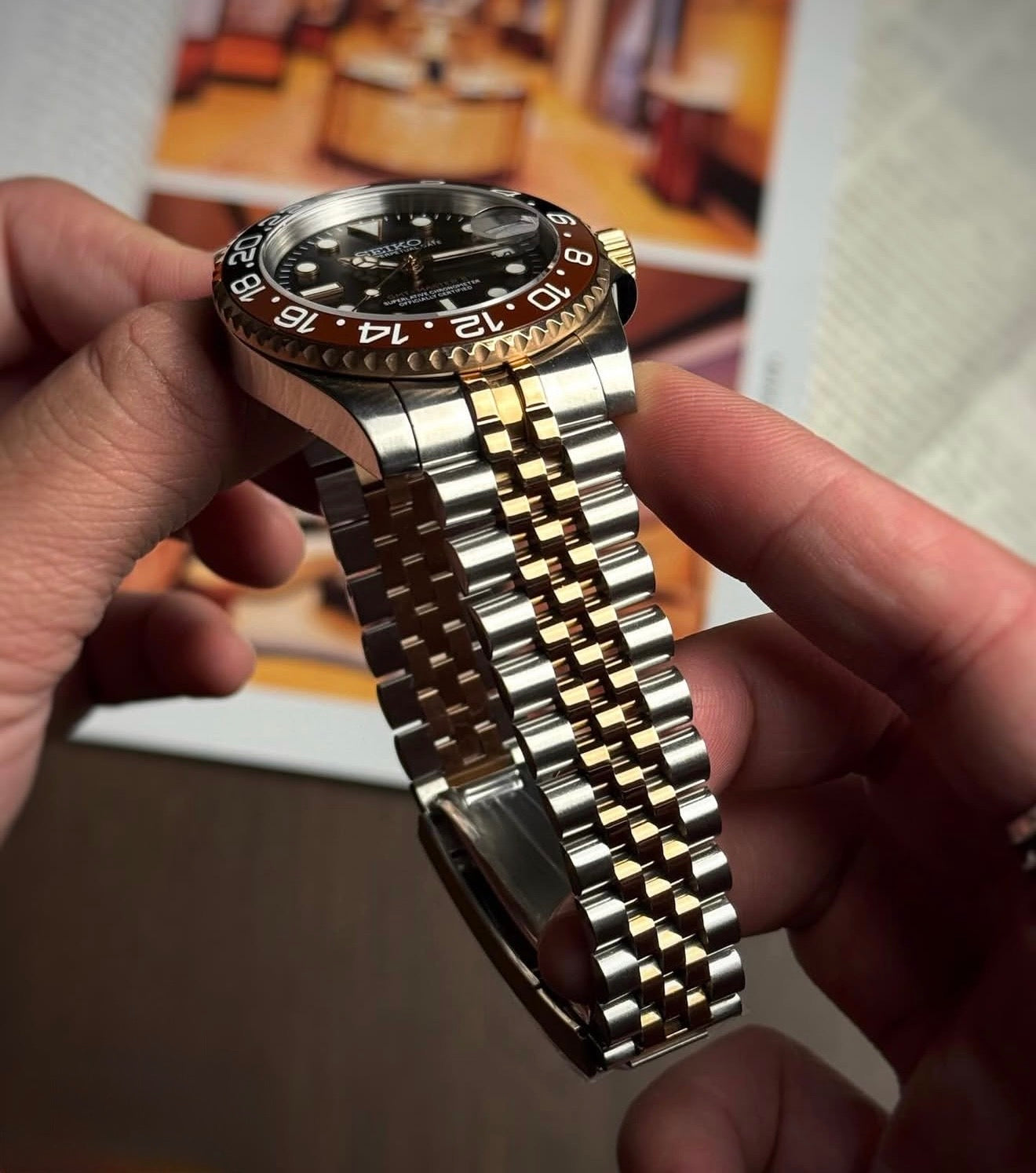 Seiko GMT-Master II Mod Rose Gold Two- Tone ‘Coke’ 40