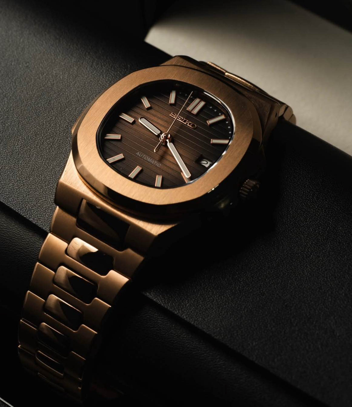 Seiko Nautilus Mod ‘Chocolate Dial Rose Gold’ 40mm