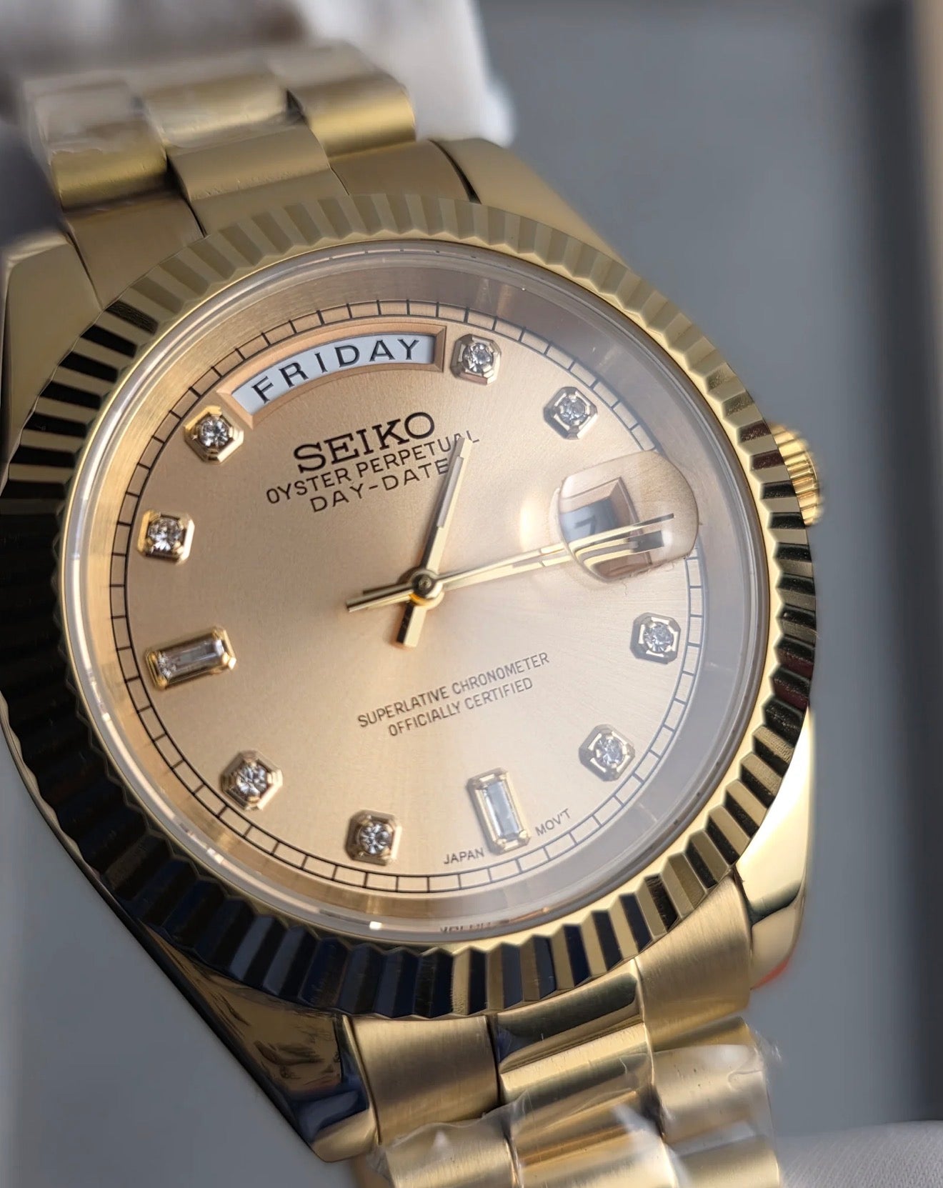 Seiko Day-date ‘Diamond Gold Sunburst Dial’ 39