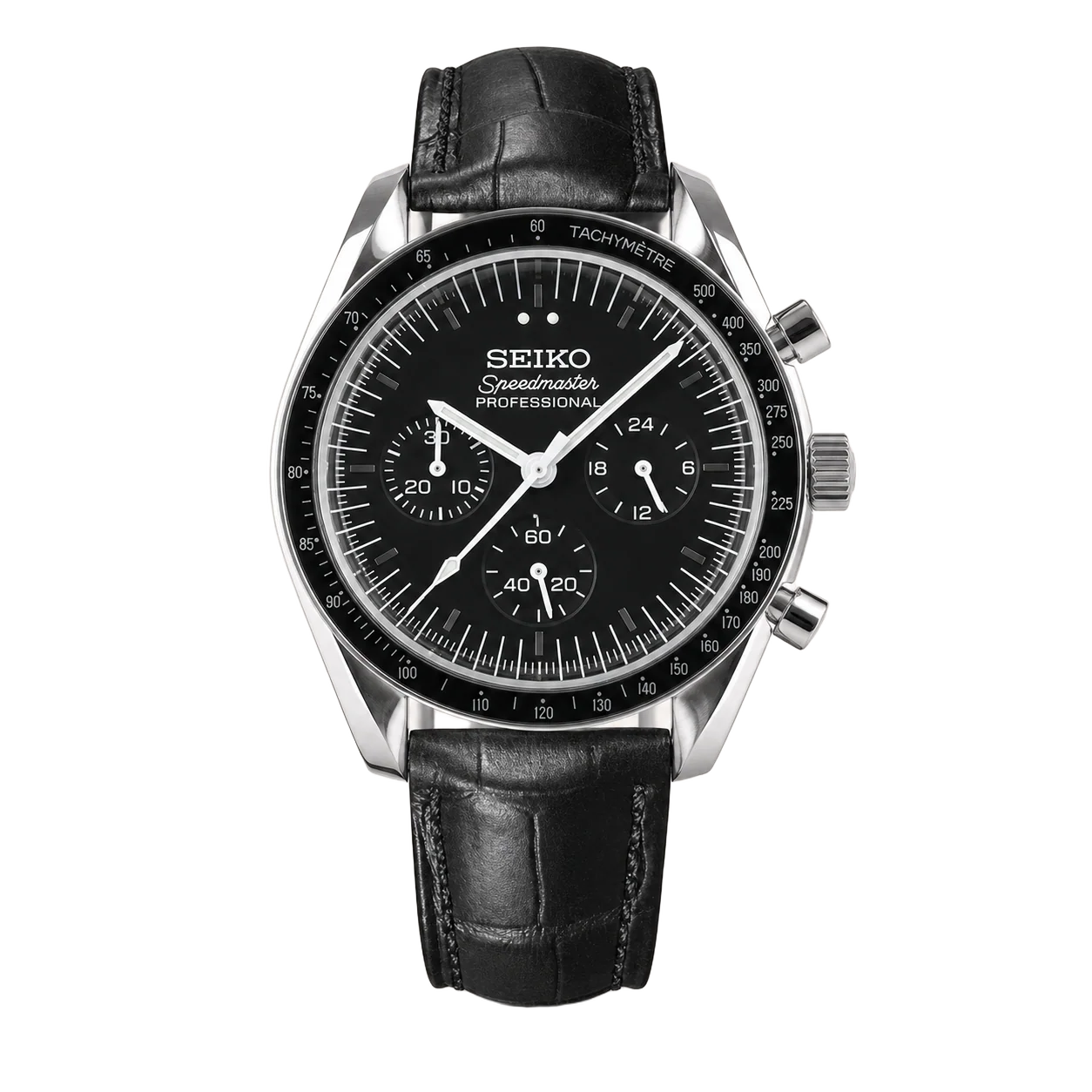 Seiko Speedmaster Mod ‘Black Dial Leather Strap’ 41