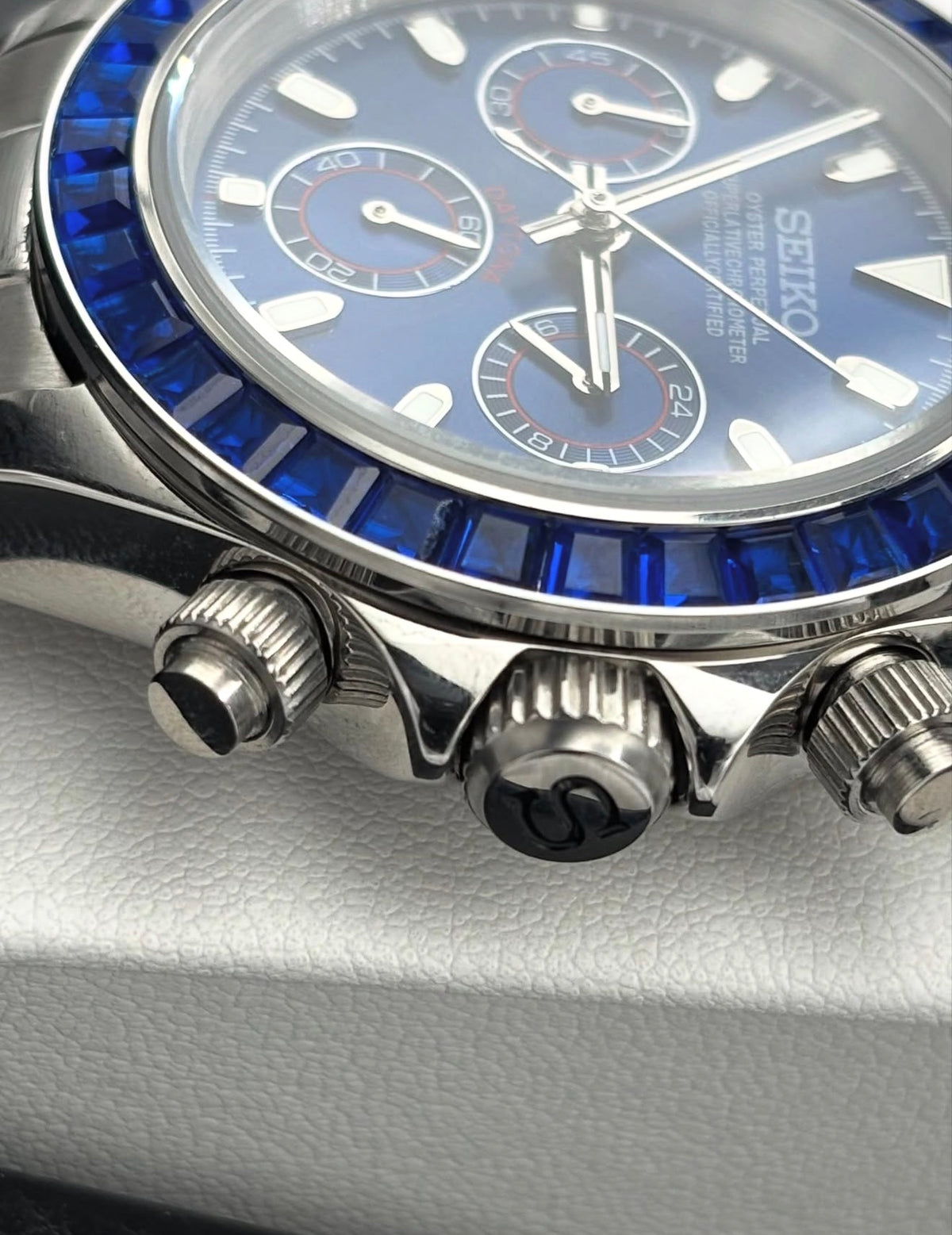 Seiko Daytona Mod ‘Steel Blue Sapphire Bezel’ 40
