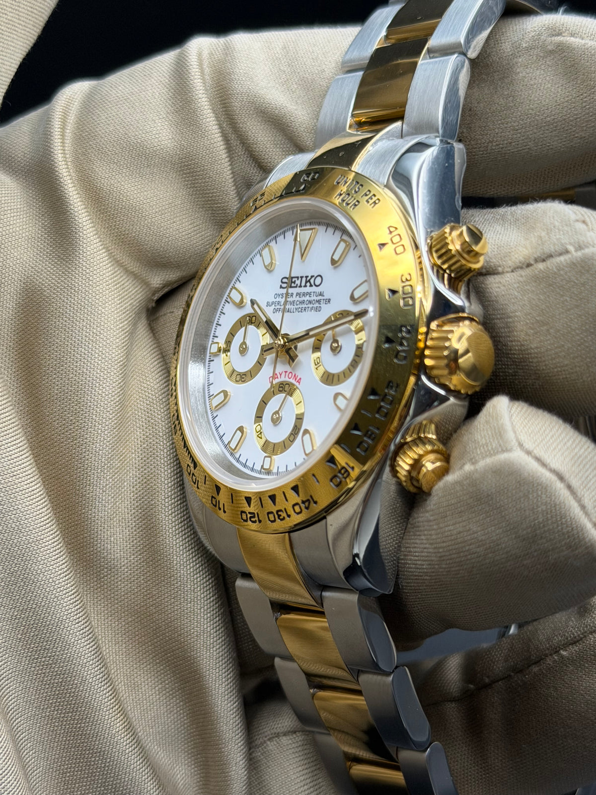 Seiko Daytona Mod ‘Gold Two-Tone White Dial’ 40
