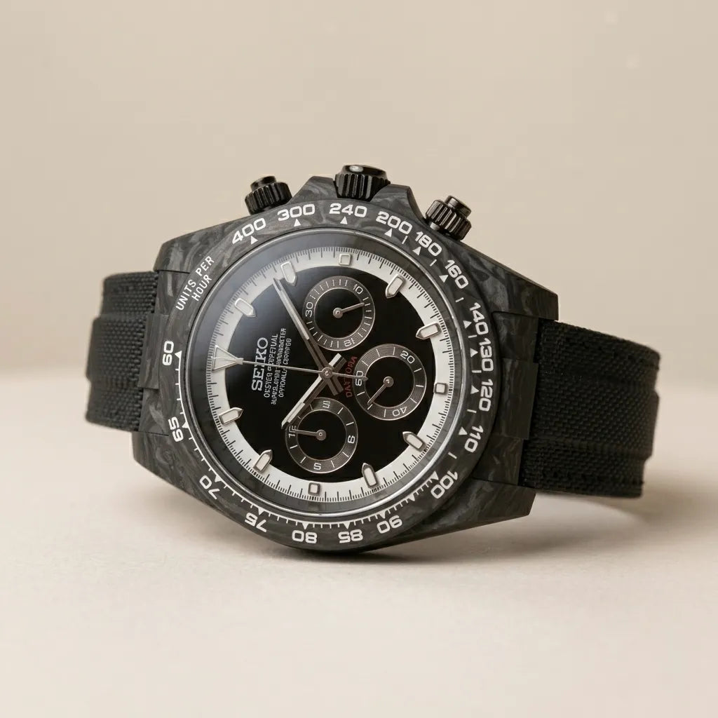 Seiko Daytona Mod Carbon Fibre ‘Black Dial’ 40