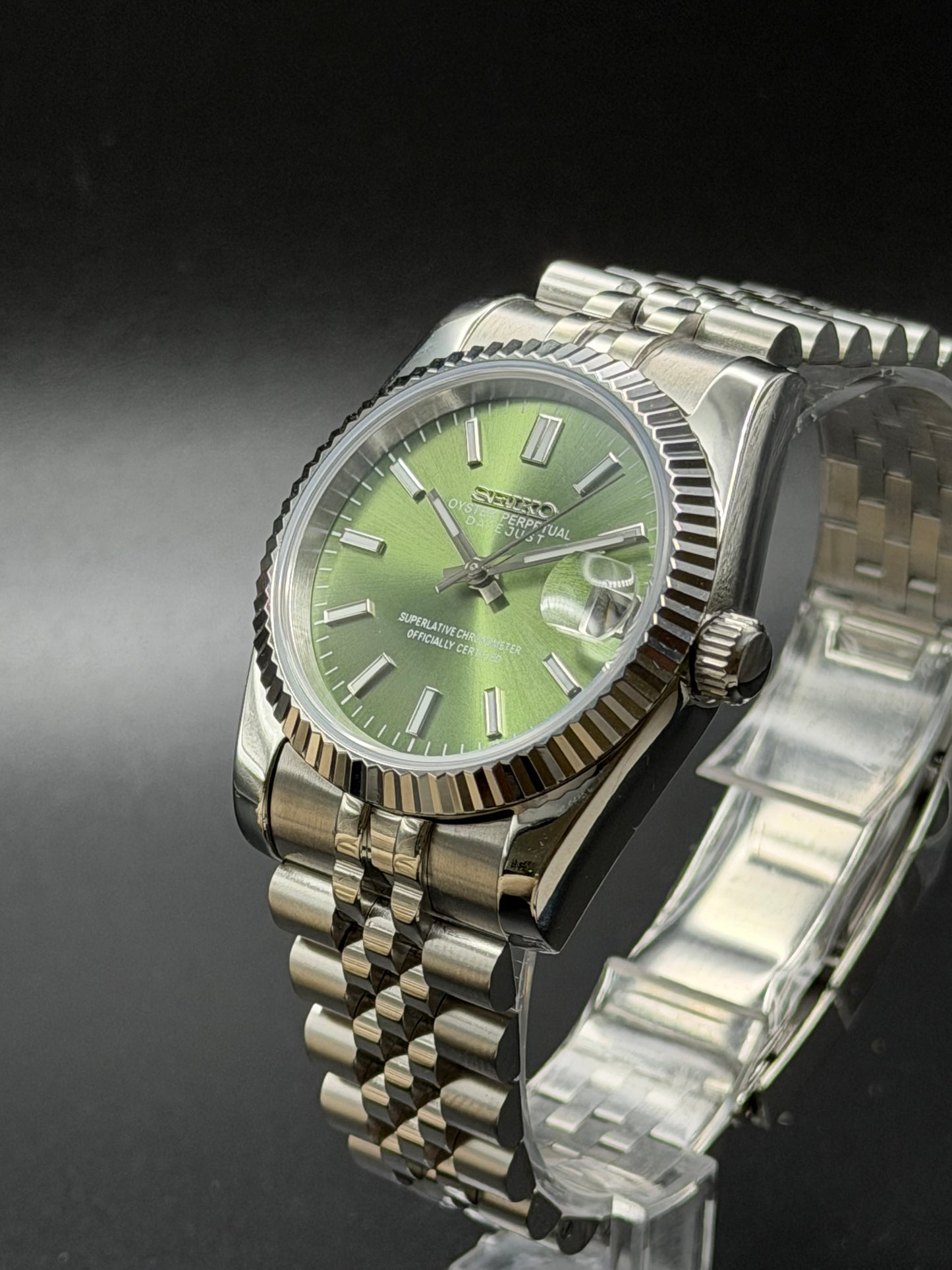 Seiko Date-just Mod Olive Green Dial Mod 36/39