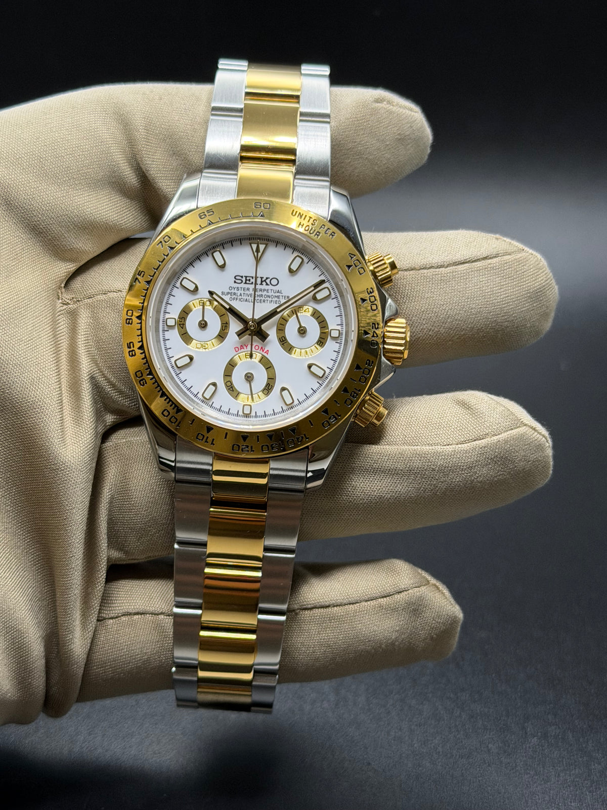 Seiko Daytona Mod ‘Gold Two-Tone White Dial’ 40