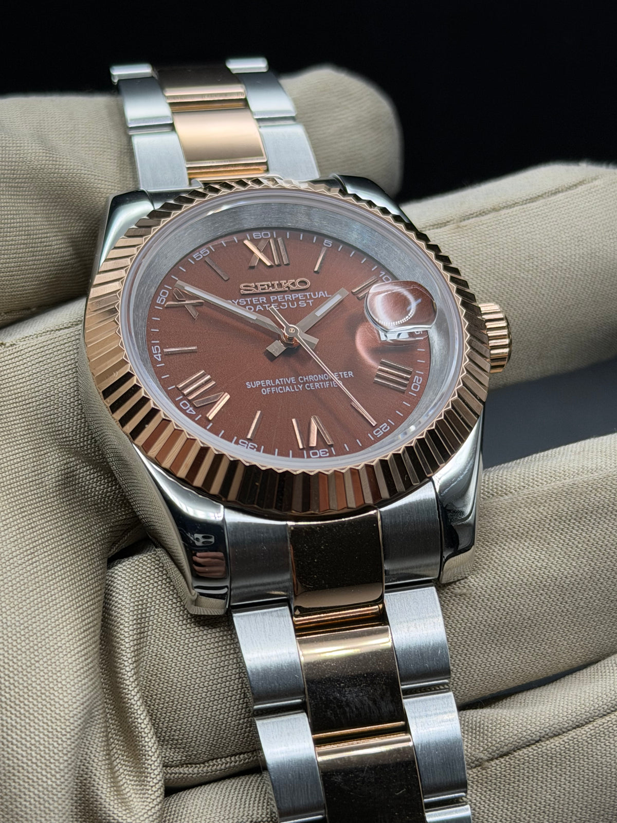 Seiko Date-just Mod ‘Roman Chocolate Dial’ 36/39