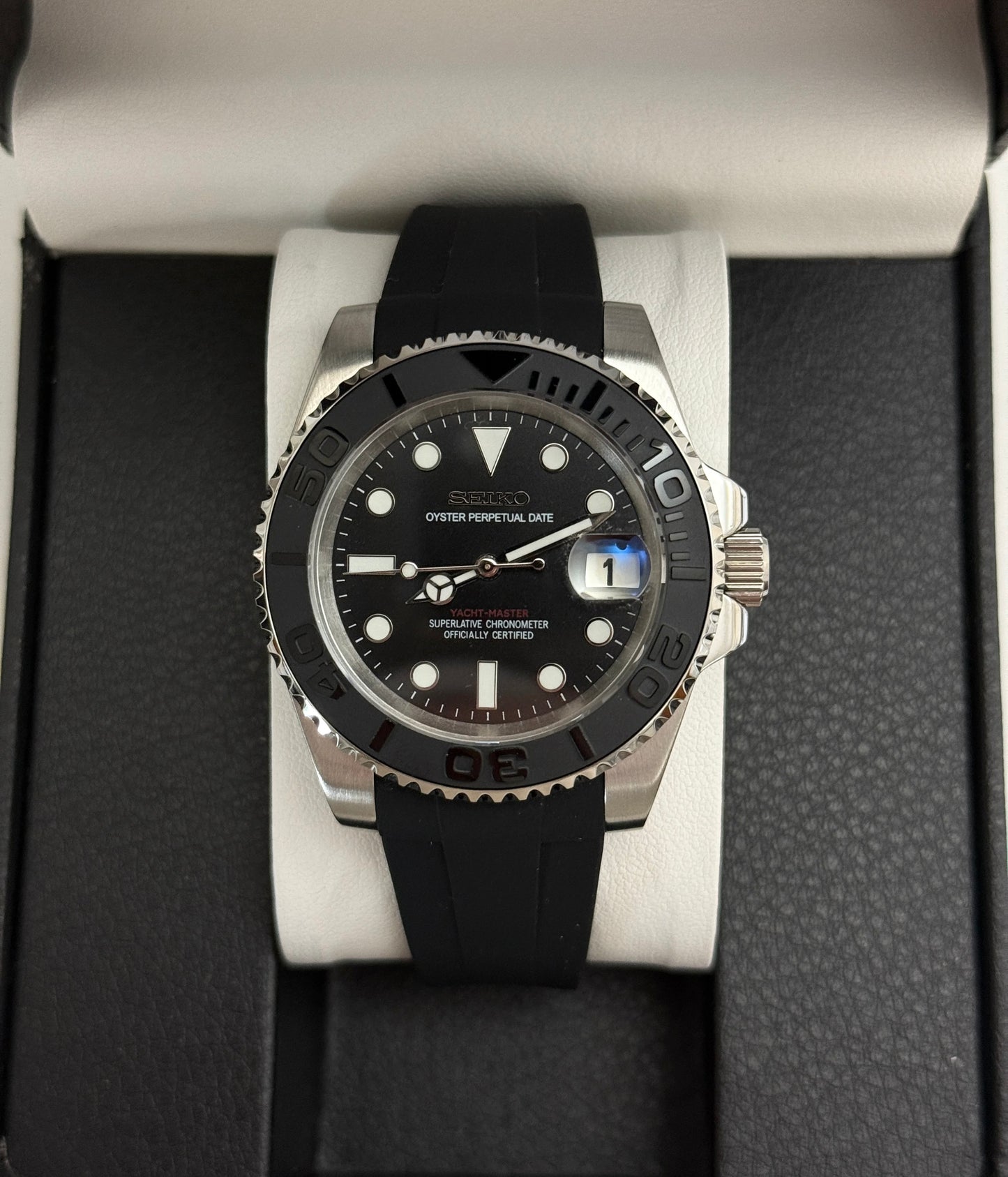 Seiko Yachtmaster Mod ‘Steel Black Dial/ Rubber Strap’ 40