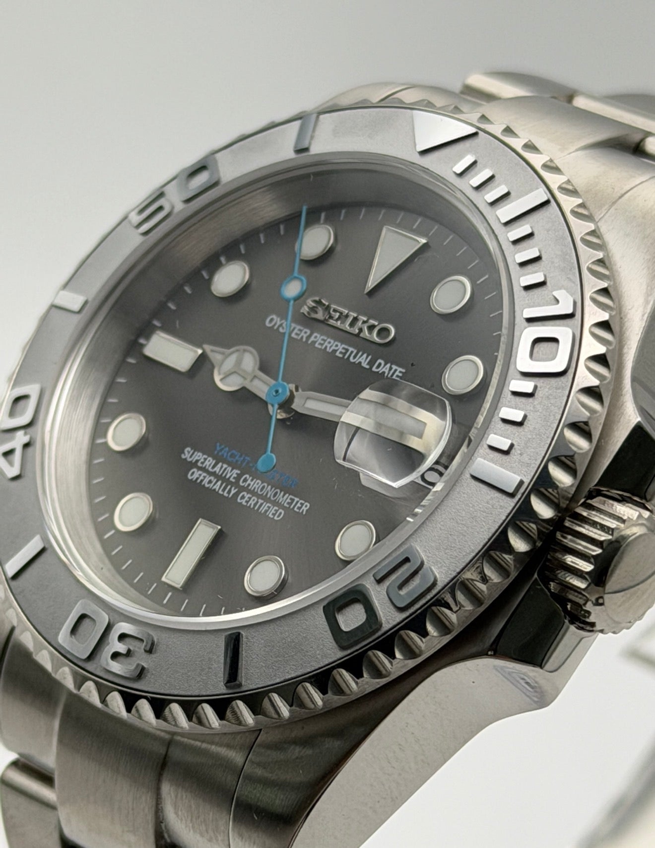Seiko Yachtmaster Mod ‘Silver Steel/ Rhodium Bezel’ 40