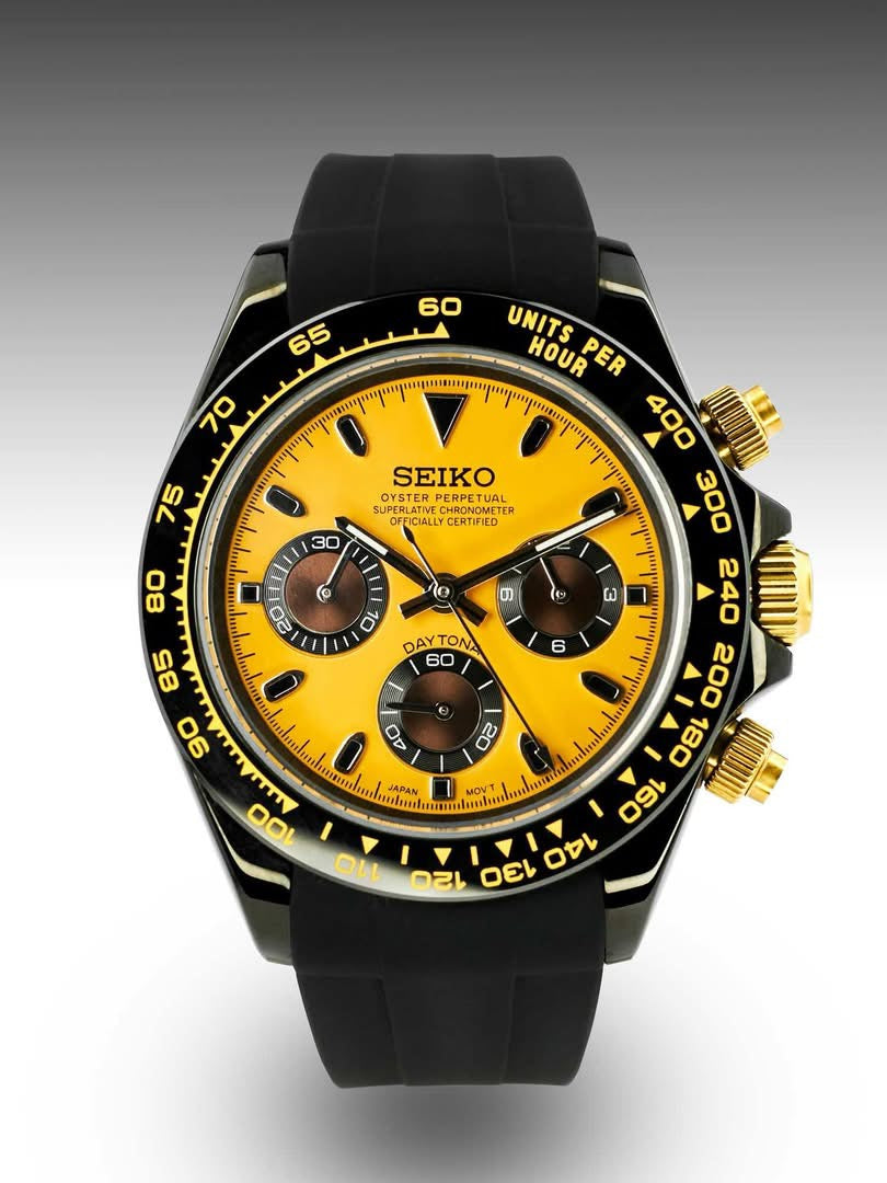 Seiko Daytona Mod ‘Black Ceramic/ Yellow Dial’ 40