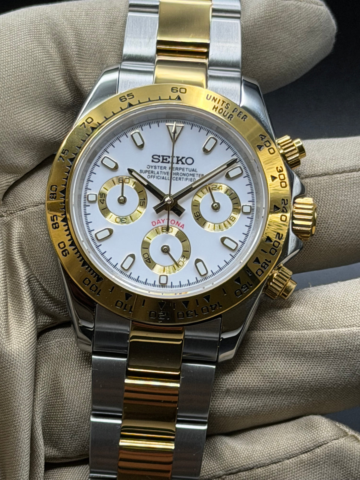 Seiko Daytona Mod ‘Gold Two-Tone White Dial’ 40