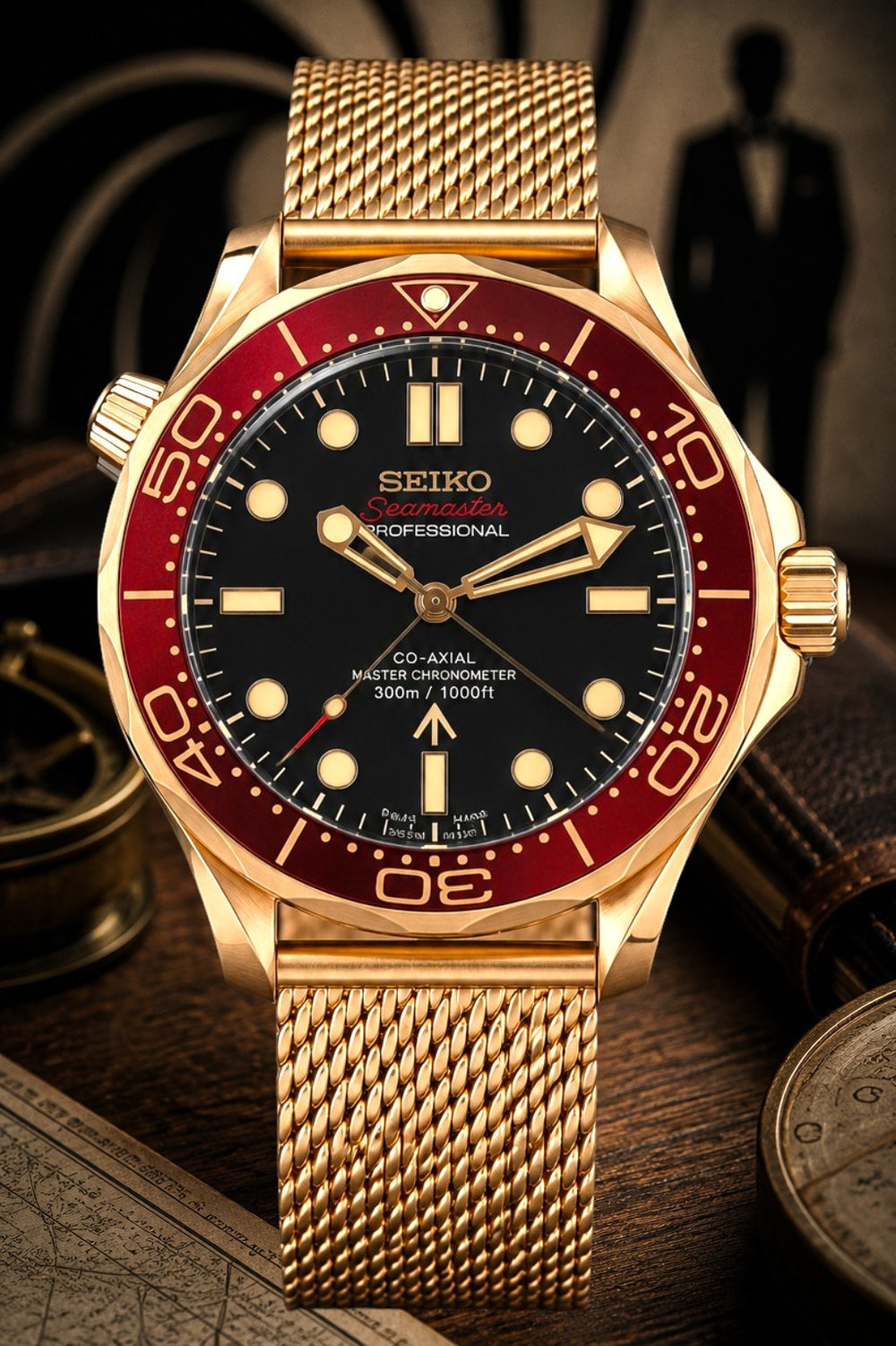 Seiko ‘Red Seamaster’ Mod James Bond Rose Gold Case 42