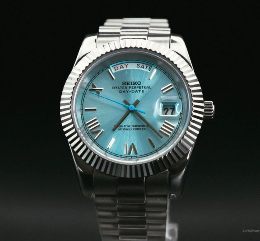 Seiko Day-date Mod ‘Platinum Blue Roman Dial’ 39