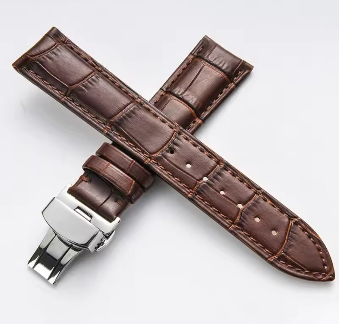 Genuine Leather strap w/ butterfly clasp (20mm/22mm/24mm)
