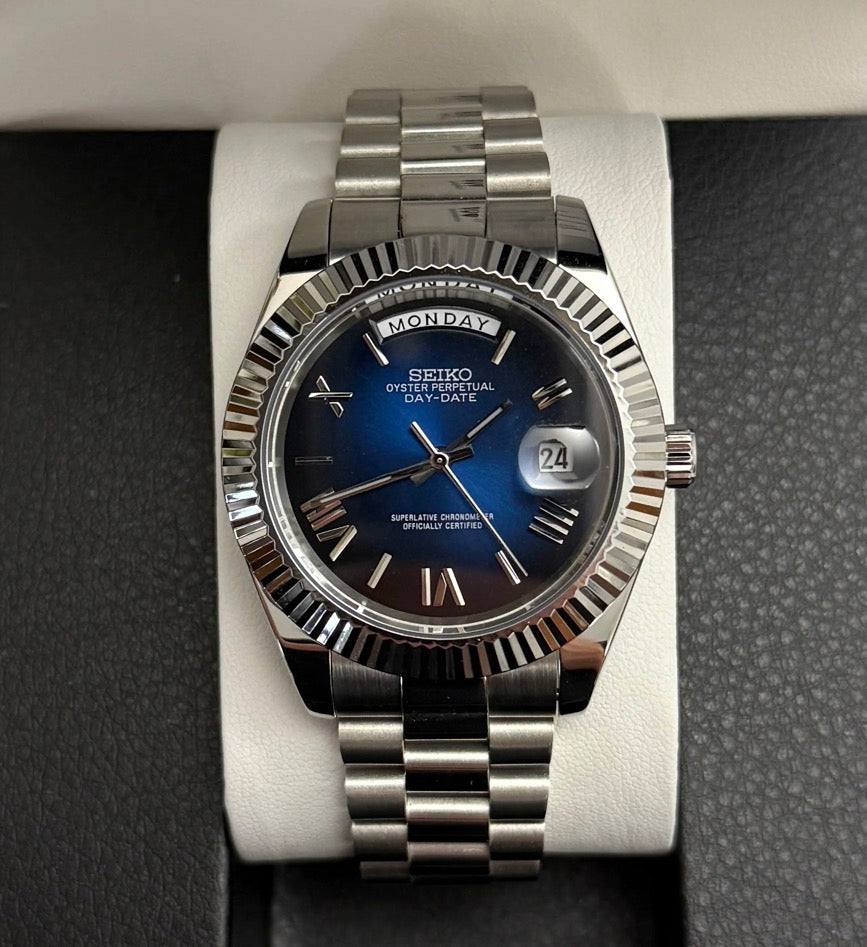 Seiko Day-Date Mod ‘Roman Blue Dial’ 39