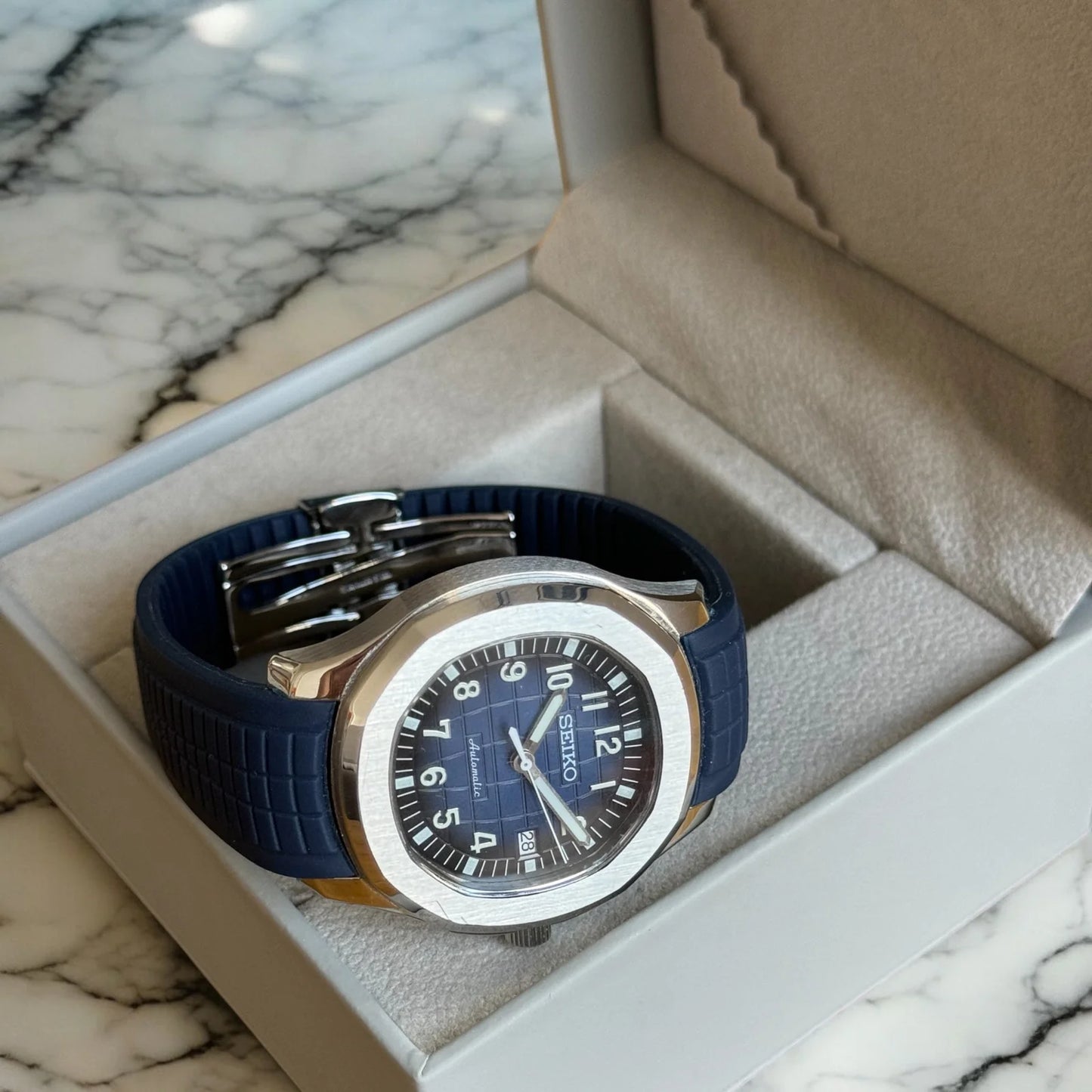 Seiko Aquanaut Mod ‘Steel Blue Dial’ Rubber Strap 40