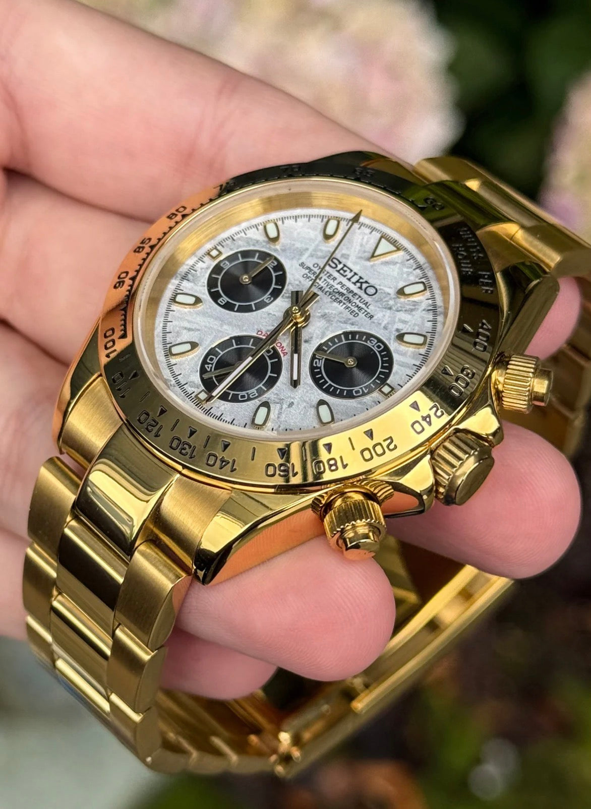 Seiko Daytona Mod ‘Full Gold Meteorite Dial’ 40