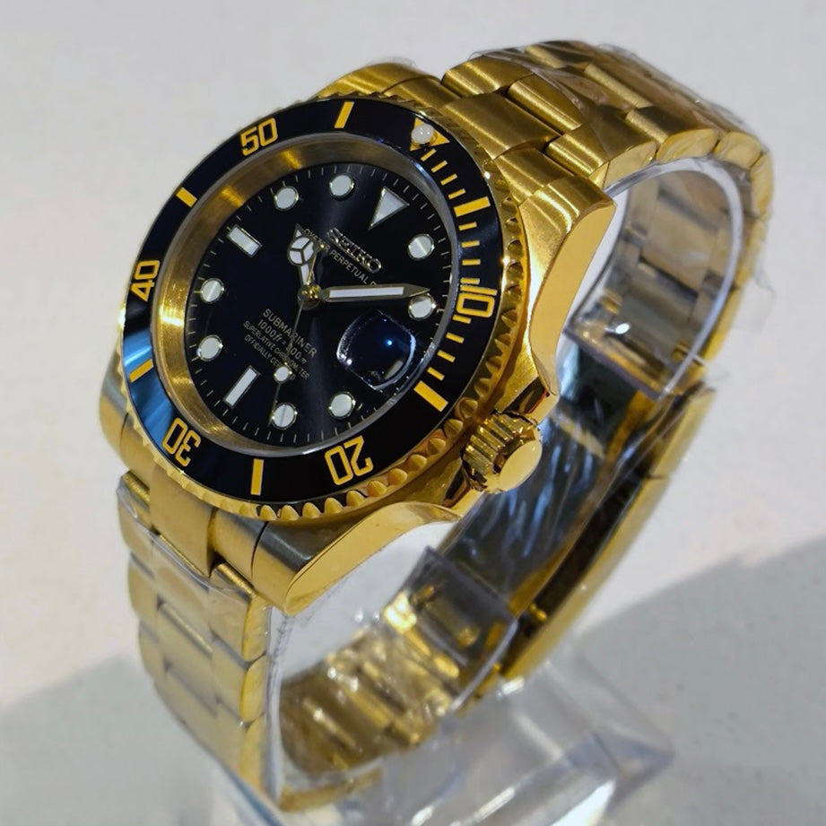 Seiko Submariner Mod ‘Full Gold/ Black Dial’ 40