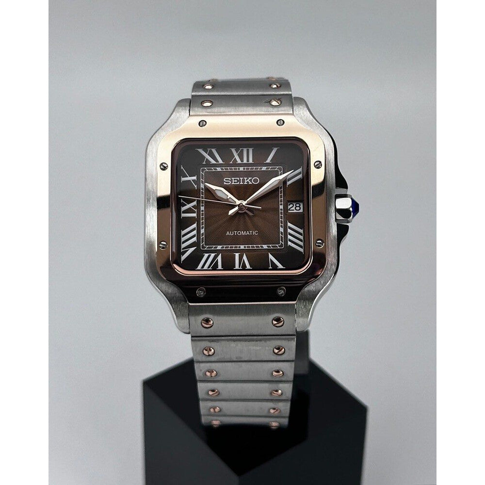 Seiko Santos Mod ‘Brown Guilloché Dial/Rose Gold-Two tone’ 39