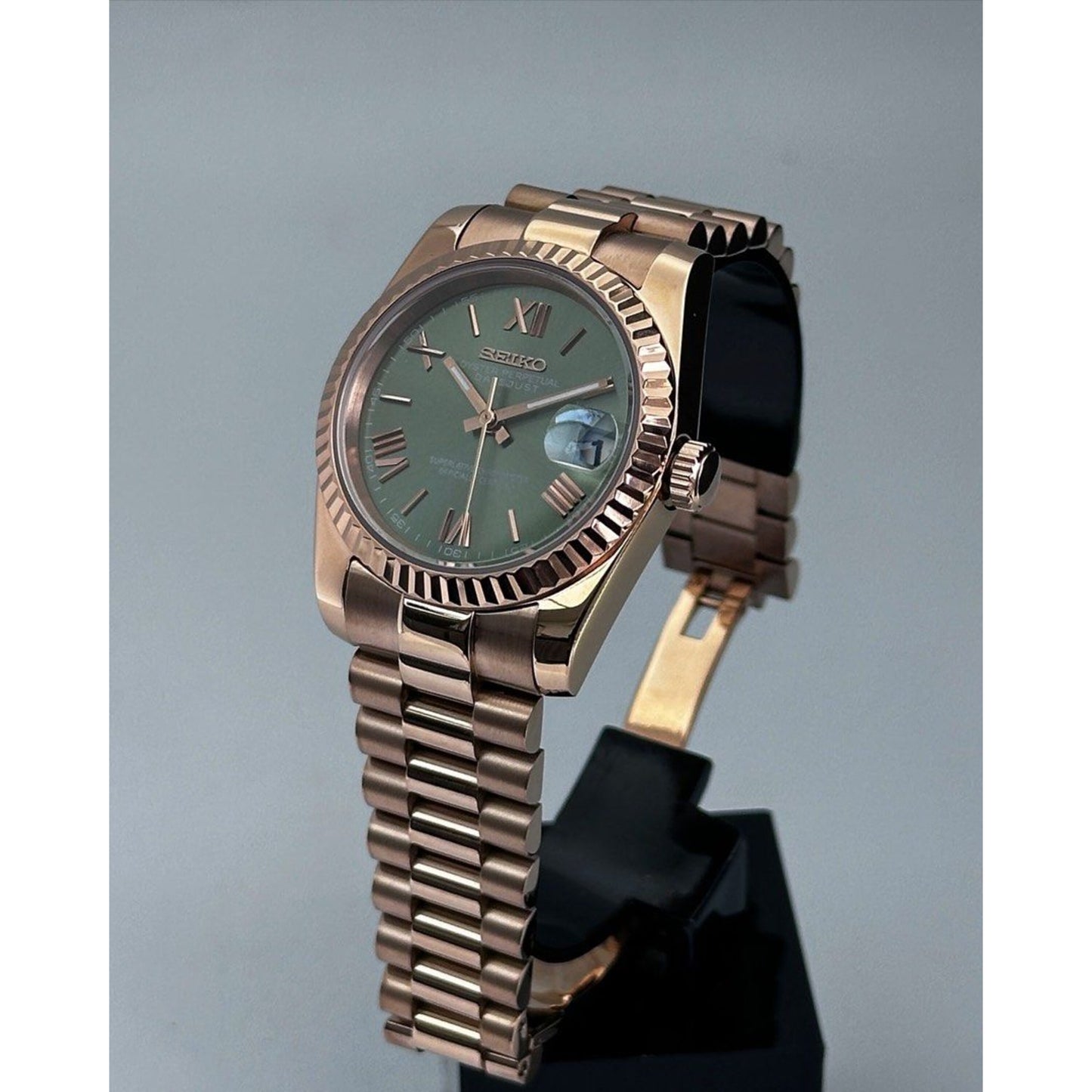 Seiko Datejust Mod ‘Rose Gold Green Roman Dial’ 36/39