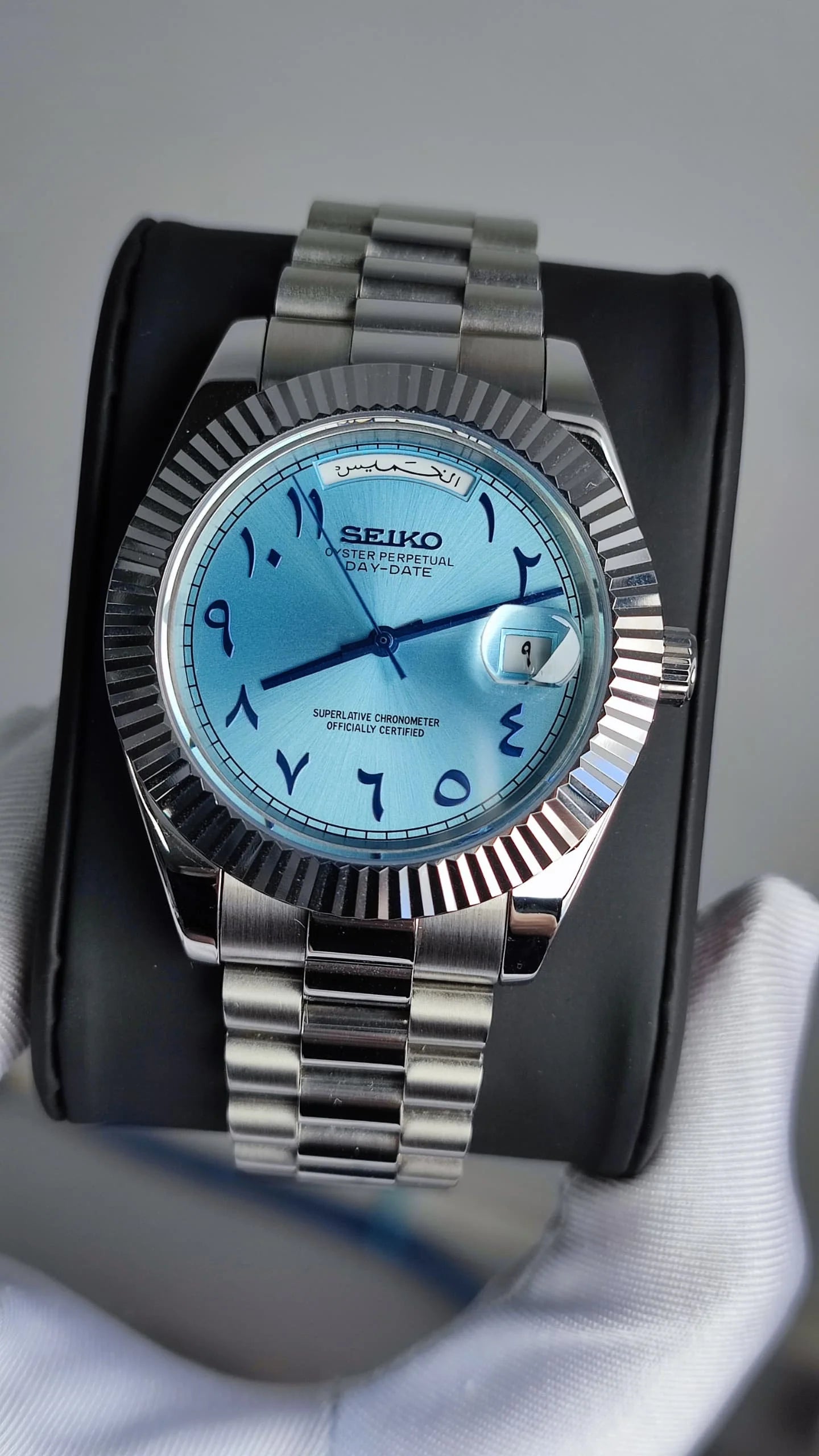Seiko Day-date Mod ‘Platinum Arabic Dial’ 39
