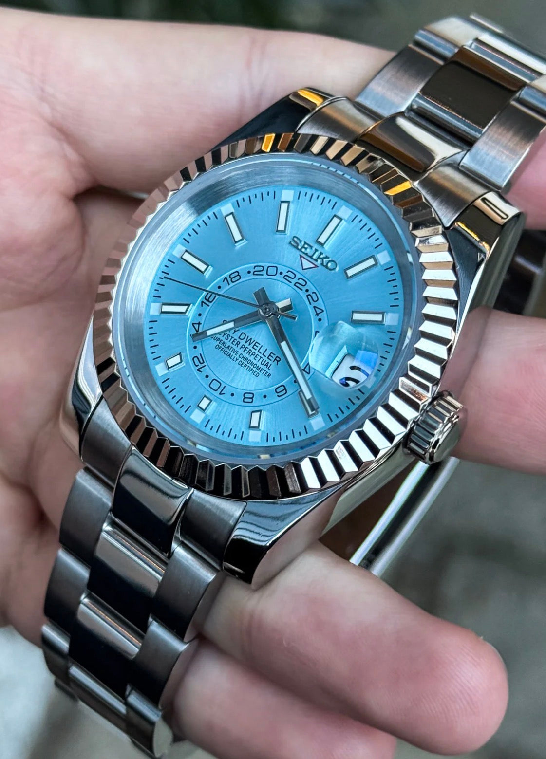 Seiko Sky-Dweller Mod ‘Steel/ Ice Blue Dial’ 40