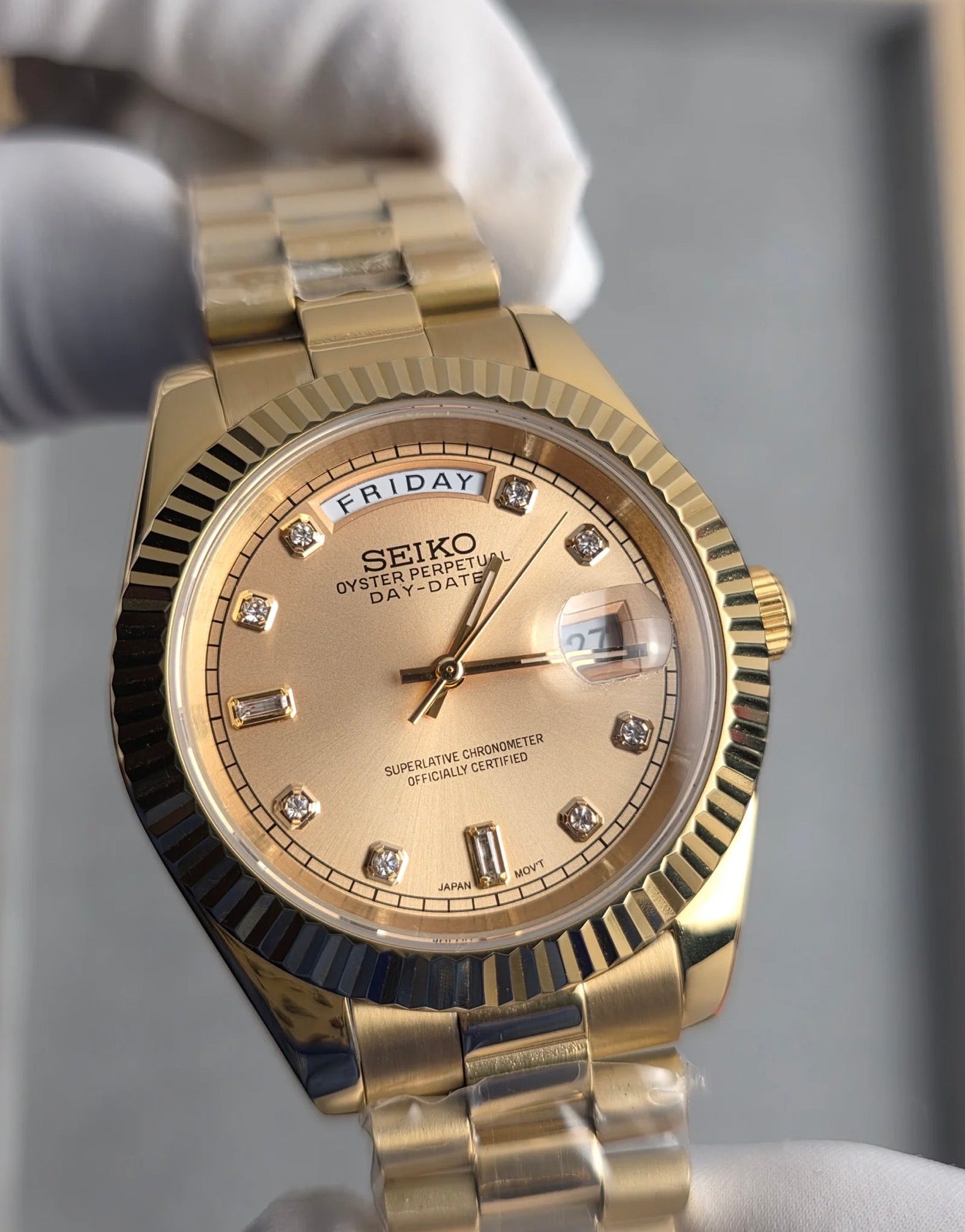 Seiko Day-date ‘Diamond Gold Sunburst Dial’ 39