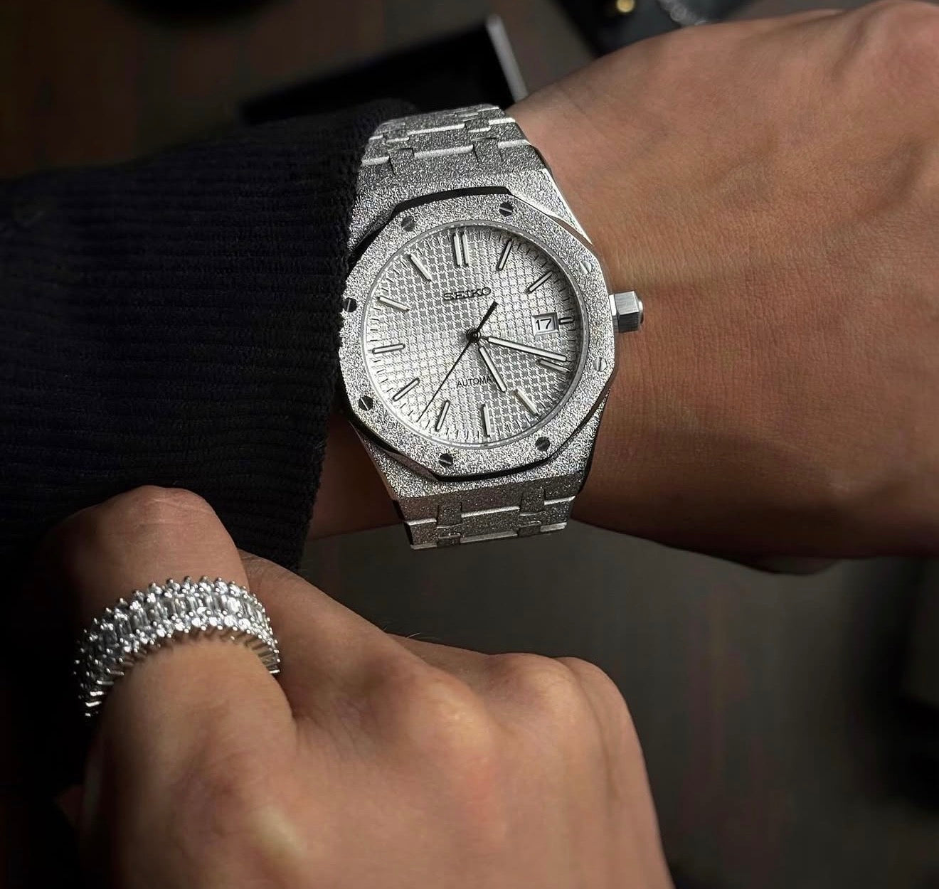 Seiko Royal Oak Mod ‘Frosted Case/Silver Dial’ 41