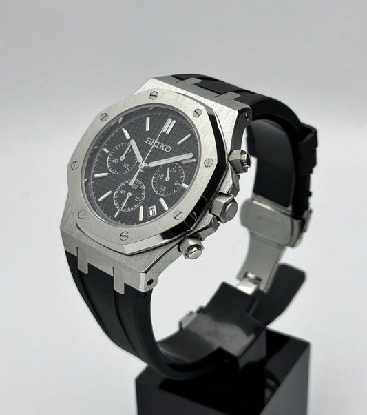 Seiko ‘Royal Oak’ Mod Black Rubber Strap 41mm