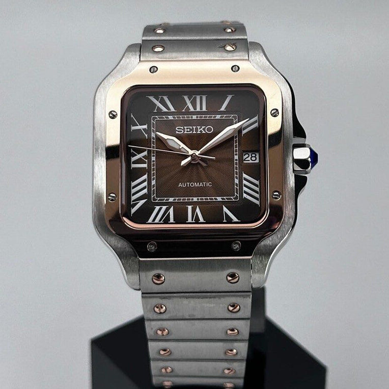 Seiko Santos Mod ‘Brown Guilloché Dial/Rose Gold-Two tone’ 39