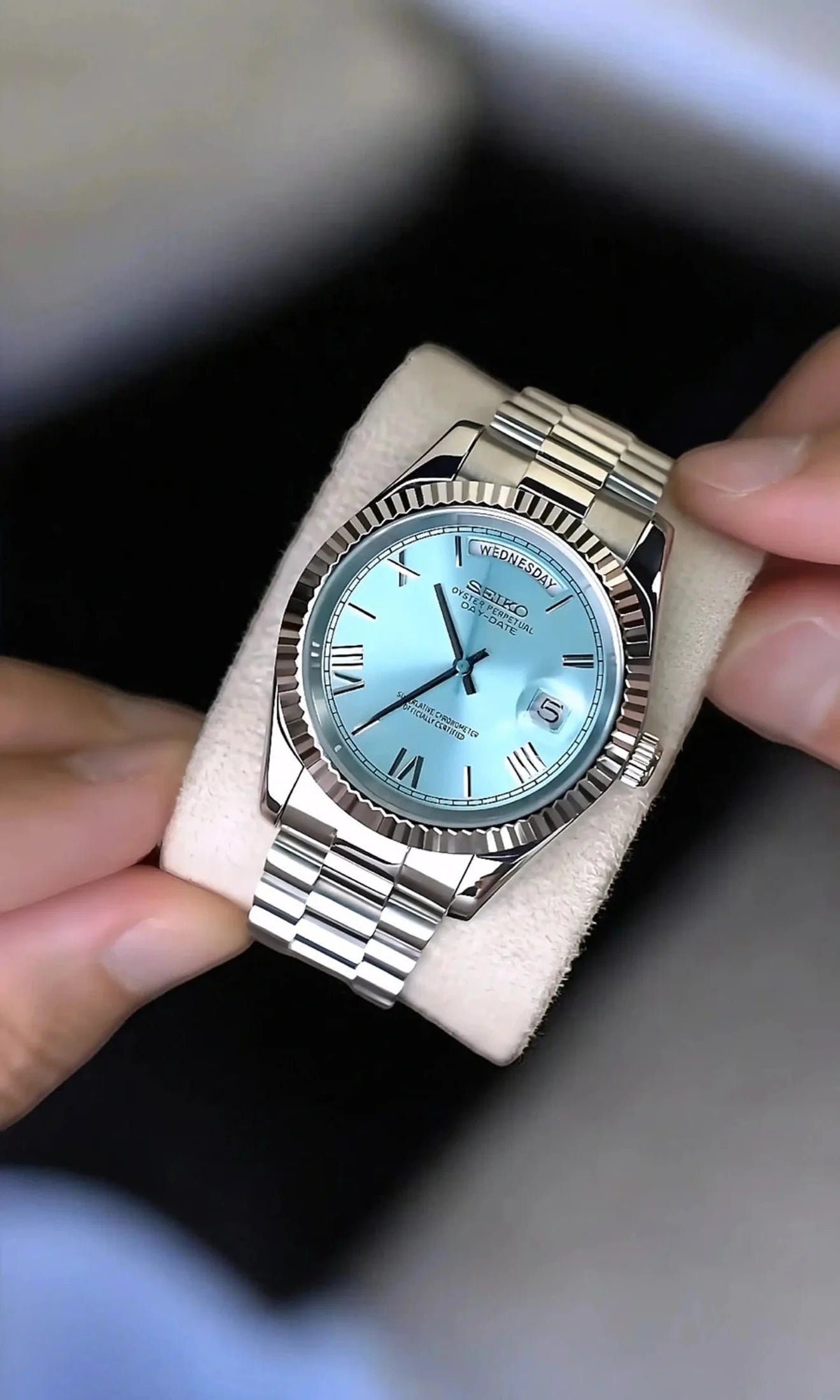Seiko Day-date Mod ‘Platinum Blue Roman Dial’ 36/39