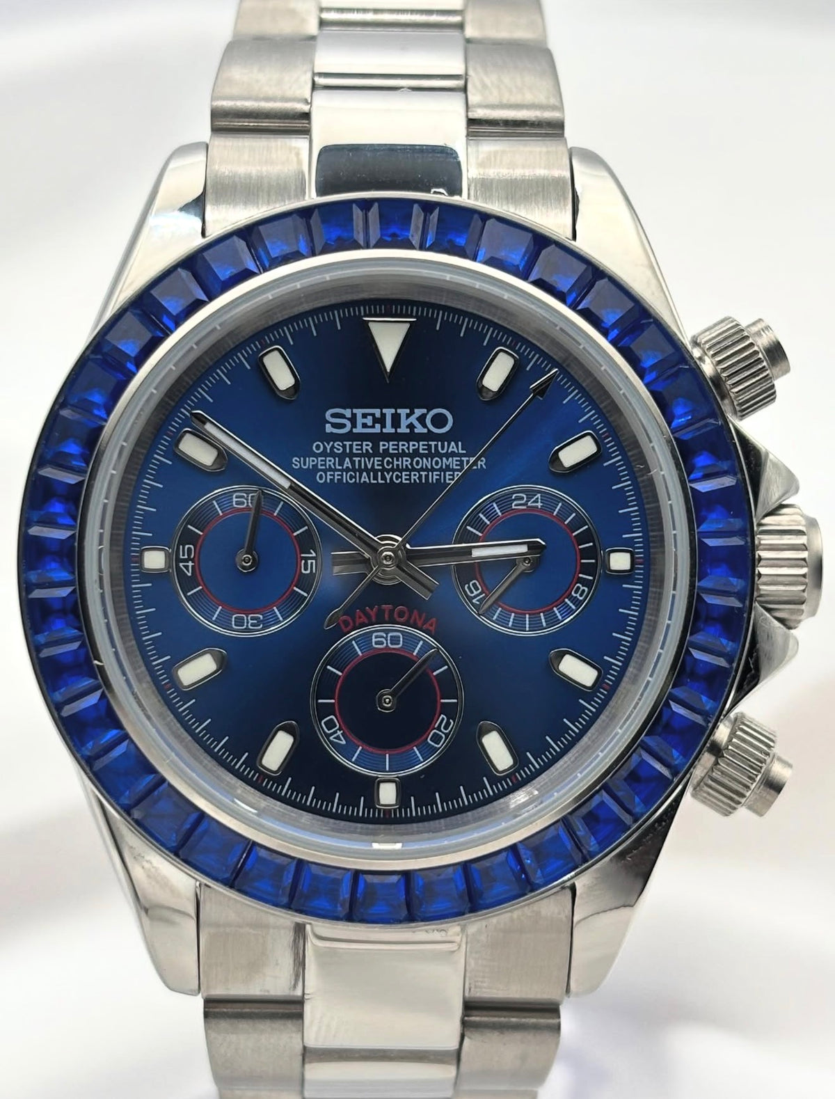 Seiko Daytona Mod ‘Steel Blue Sapphire Bezel’ 40