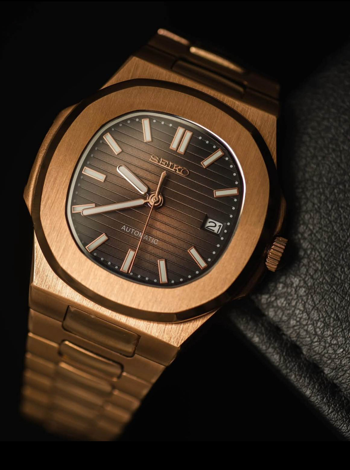 Seiko Nautilus Mod ‘Chocolate Dial Rose Gold’ 40mm