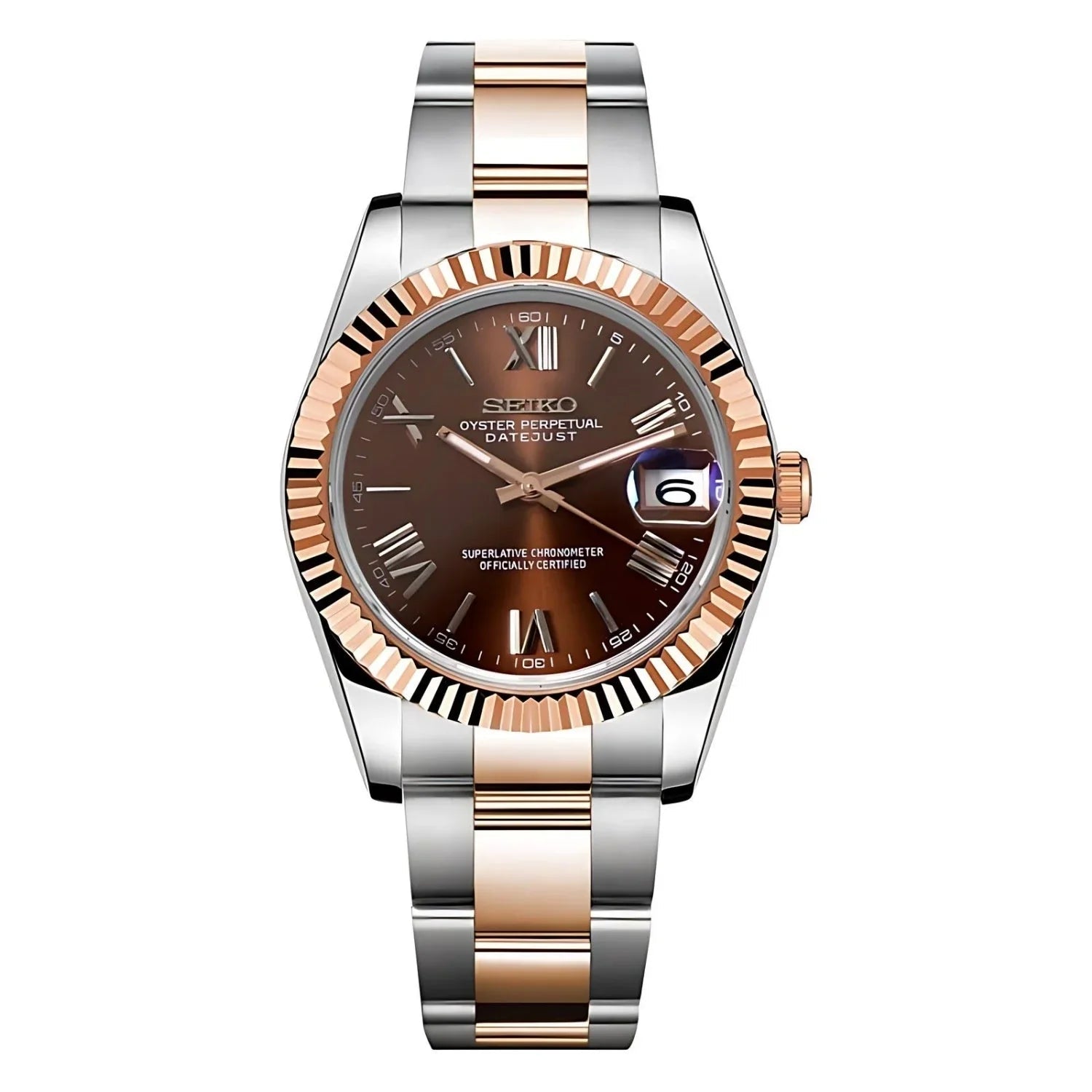 Seiko Date-just Mod ‘Roman Chocolate Dial’ 36/39 – NH35 Mod Watch Shop
