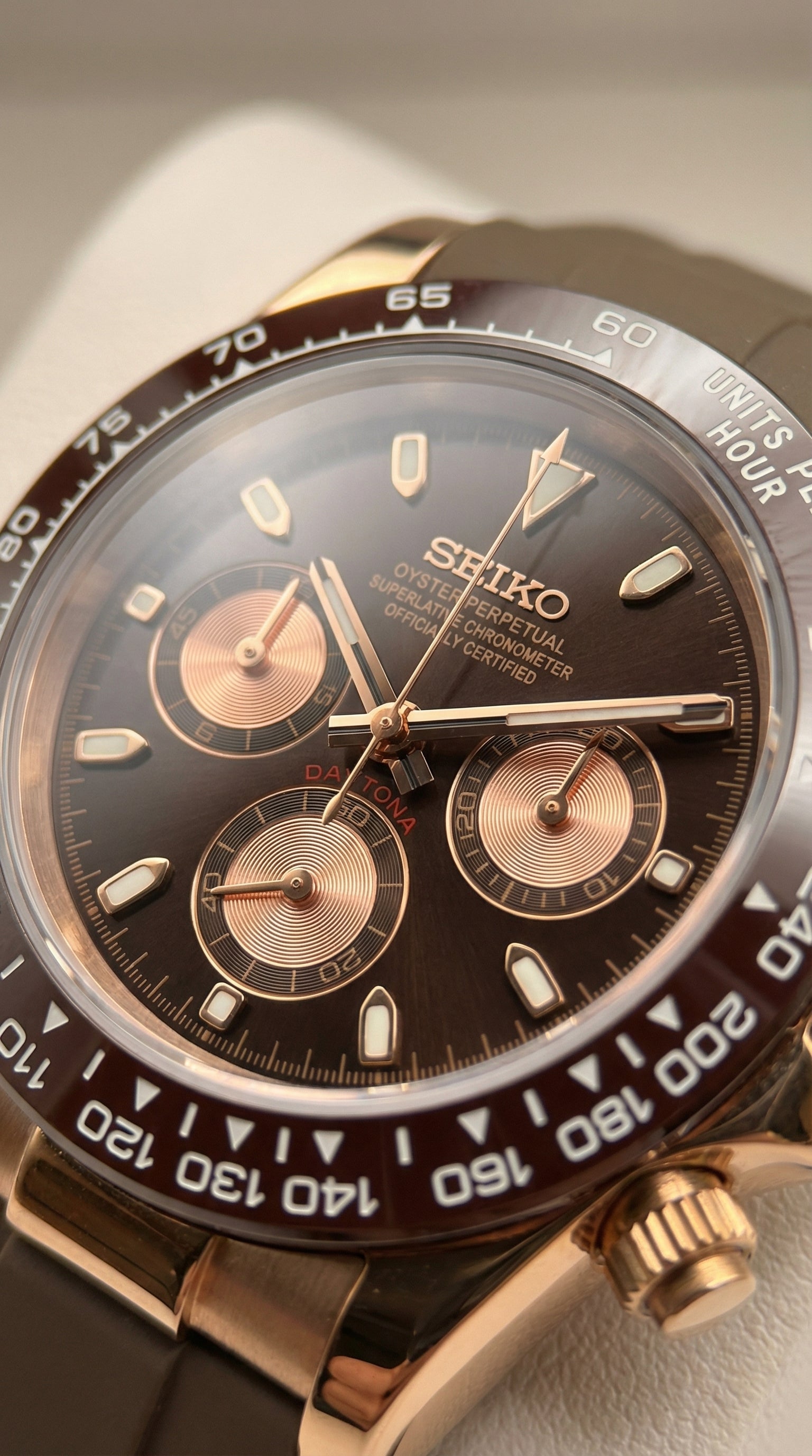 Seiko Daytona Caramel Mocha Homage – Oysterflex Strap, VK63, 40mm