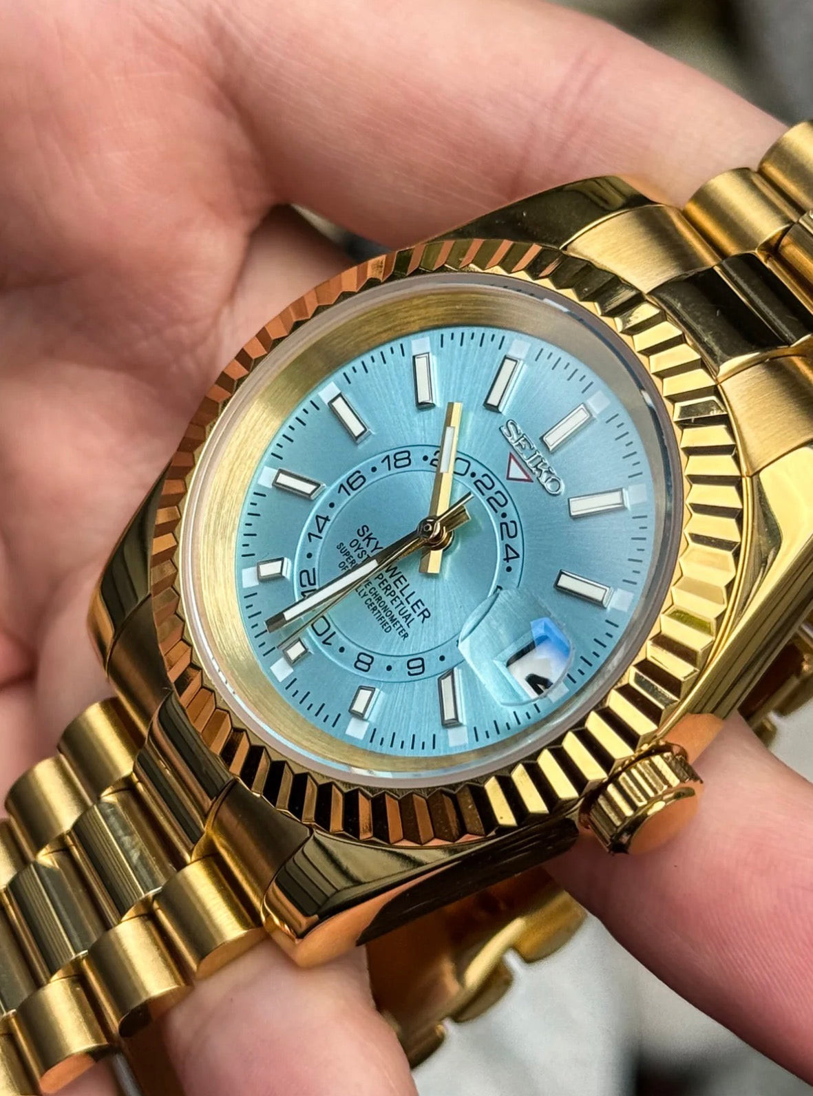 Seiko Sky-Dweller Mod ‘Gold/Ice Blue Dial’ 40