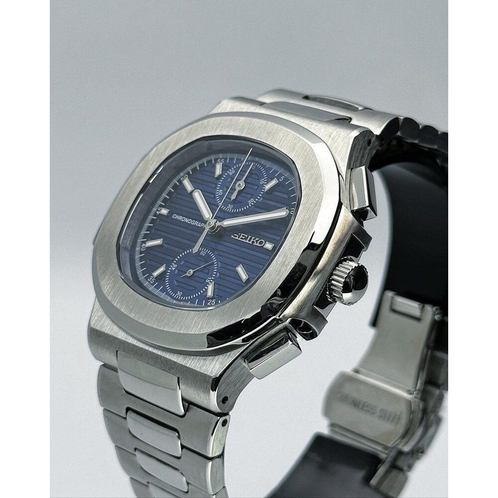 Seiko Nautilus Blue Chronograph Homage – VK64, 40mm | NH35 Mod