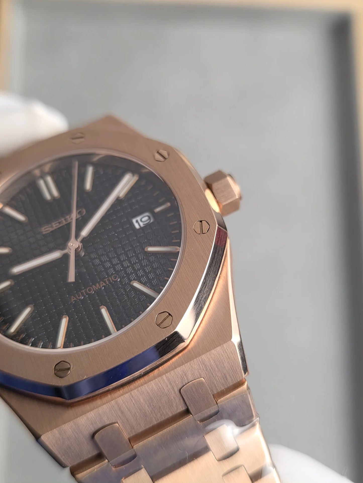 Seiko Royal Oak Mod ‘Rose Gold Black Dial’ 41