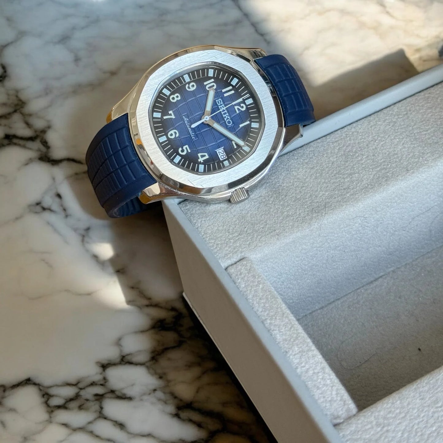 Seiko Aquanaut Mod ‘Steel Blue Dial’ Rubber Strap 40