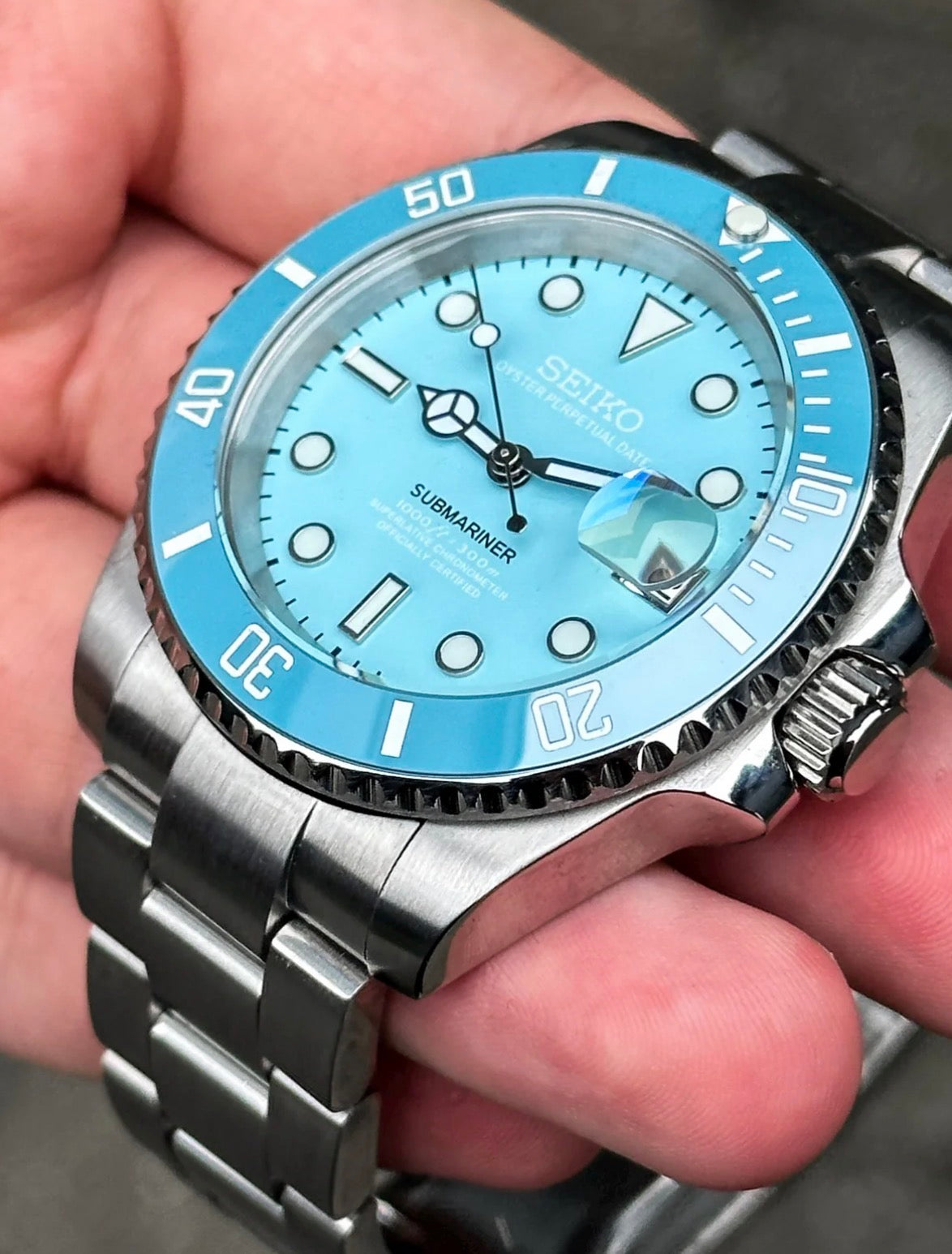 Seiko Submariner Mod ‘Ice Blue’ 40