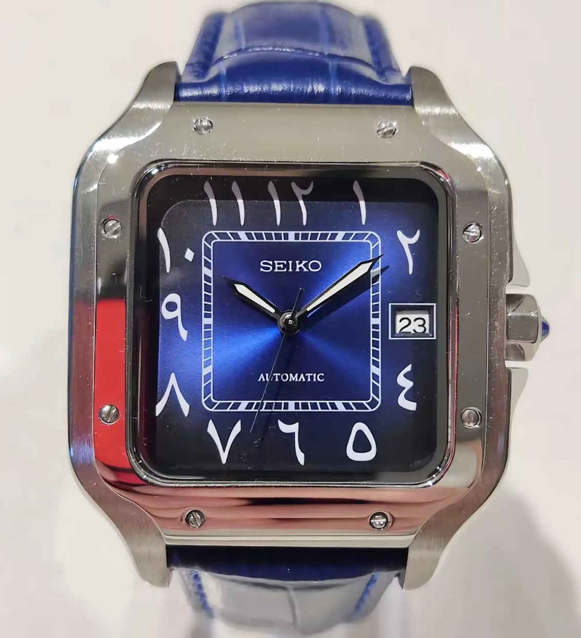 Seiko Santos Mod ‘Blue Arabic Dial Leather Strap’ 39