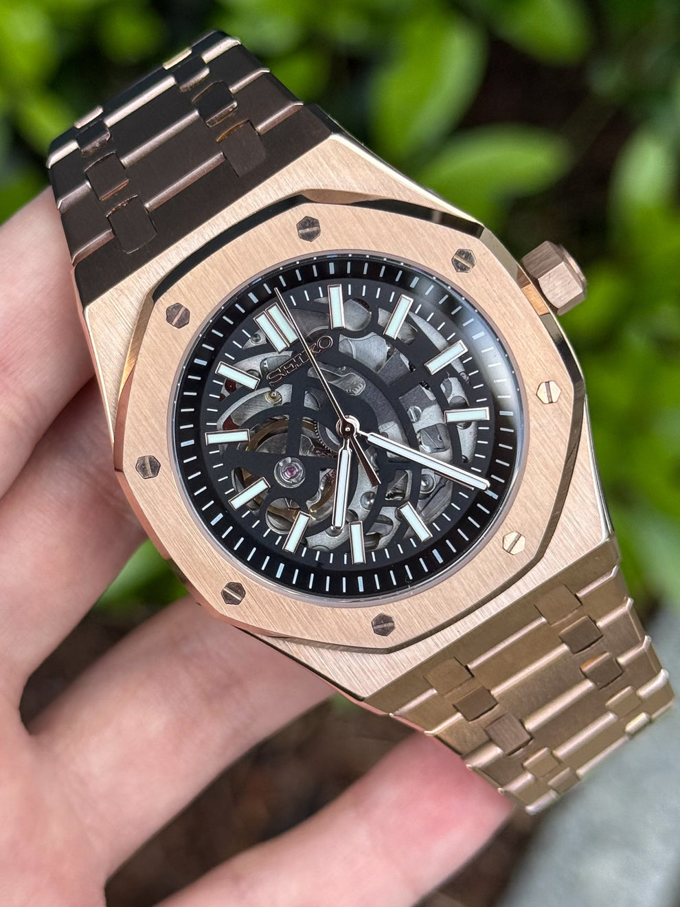 Seiko Royal Oak Mod ‘Rose Gold Skeleton’ (NH70)
