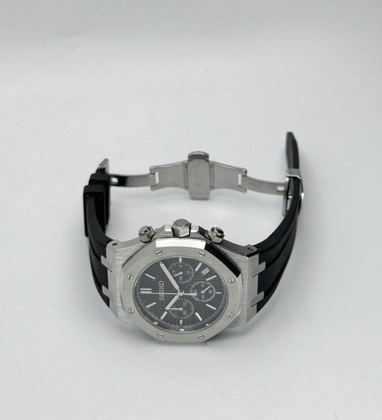 Seiko ‘Royal Oak’ Mod Black Rubber Strap 41mm