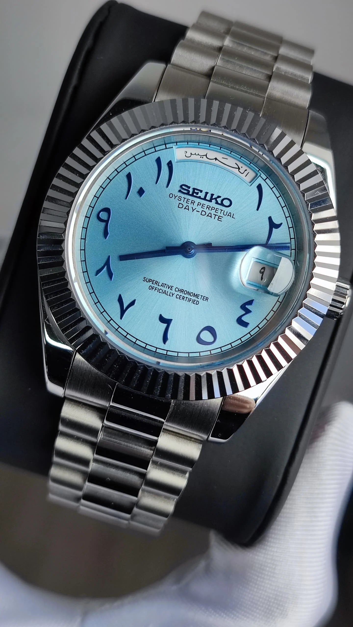 Seiko Day-date Mod ‘Platinum Arabic Dial’ 39