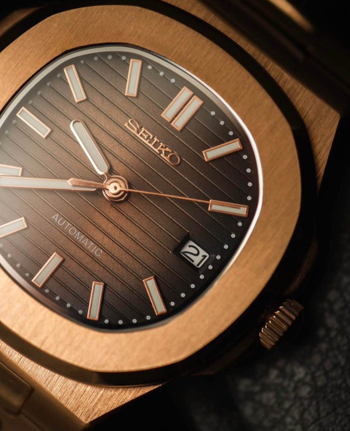 Seiko Nautilus Mod ‘Chocolate Dial Rose Gold’ 40mm