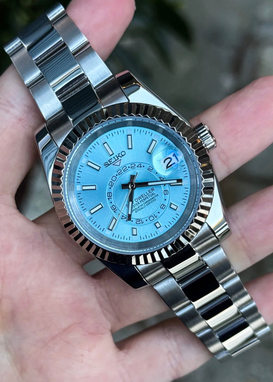 Seiko Sky-Dweller Mod ‘Steel/ Ice Blue Dial’ 40