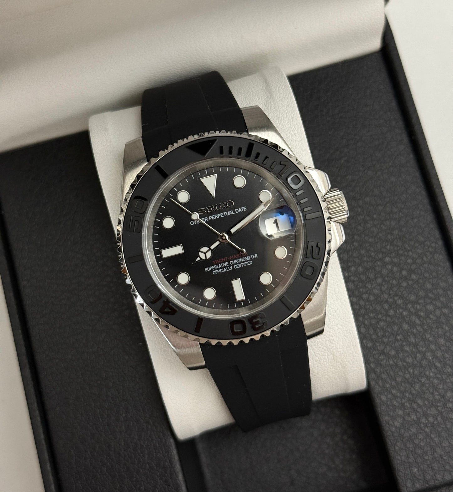 Seiko Yachtmaster Mod ‘Steel Black Dial/ Rubber Strap’ 40