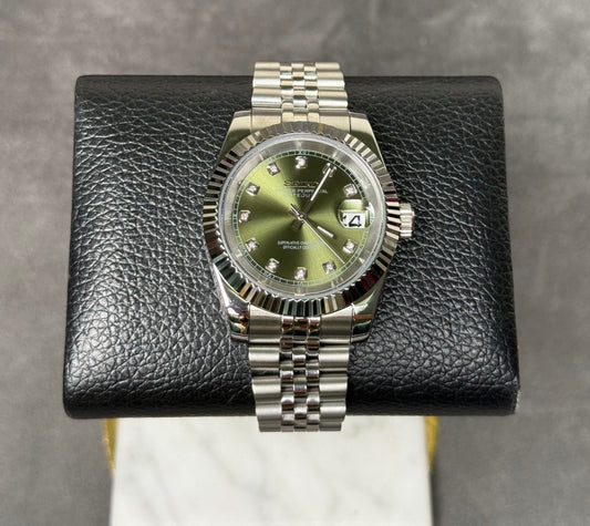 Seiko Date-just Mod ‘Olive Green Diamond Dial’ 36/39