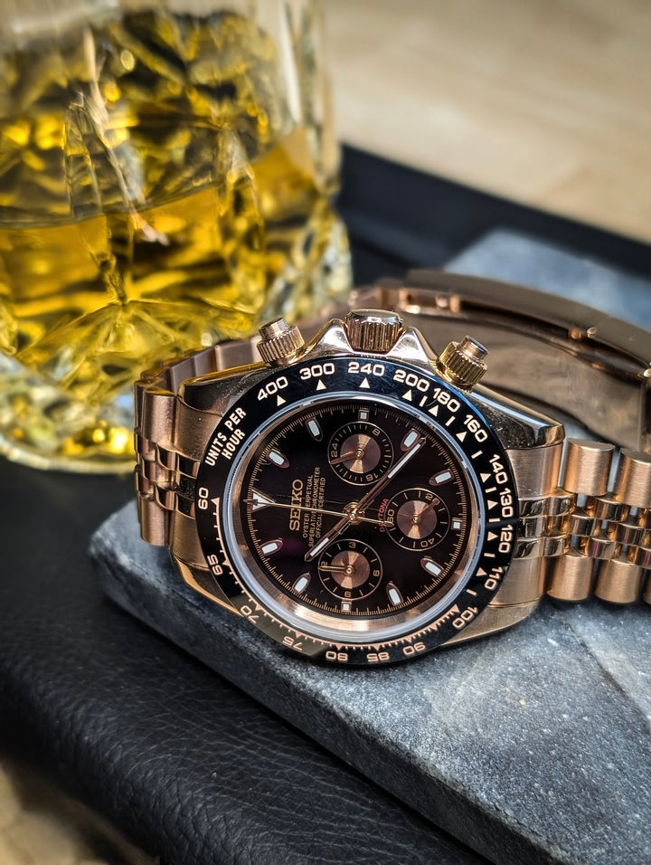Seiko Daytona Mod ‘Rose Gold Black Dial’ 40 - Jubilee Bracelet